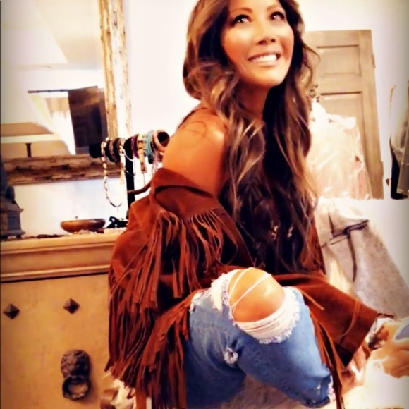 🤎VINTAGE SUEDE FRINGE JACKET BOHO FESTIVAL HIPPIE - Picture 1 of 5